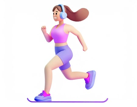 3D Character women with exercise clothes running.