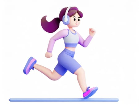 3D Character women with exercise clothes running.