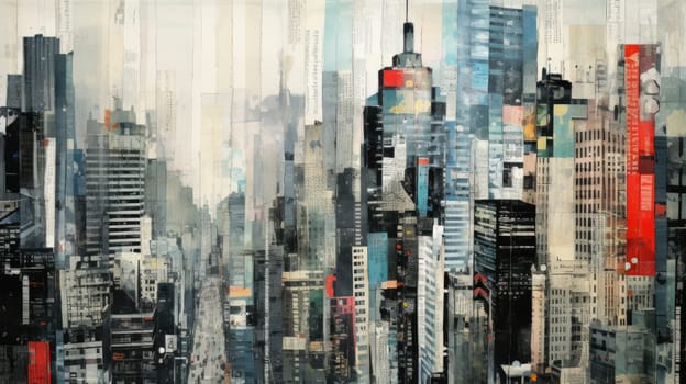 abstract collage art of cityscape view, ai