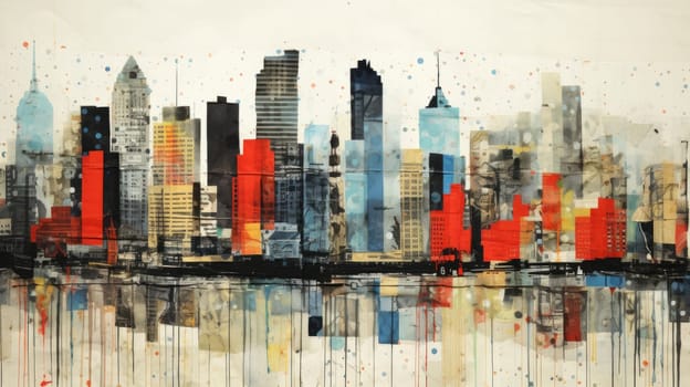 abstract collage art of cityscape view, ai