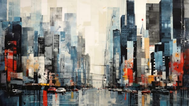 abstract collage art of cityscape view, ai