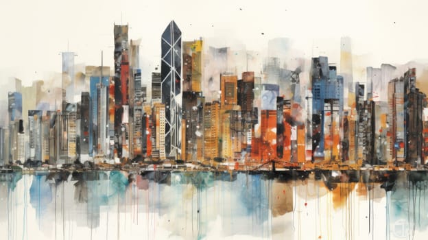 abstract collage art of cityscape view, ai