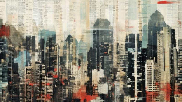 abstract collage art of cityscape view, ai