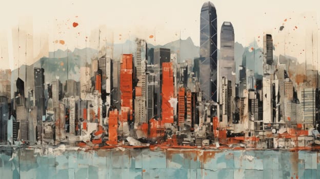 abstract collage art of cityscape view, ai