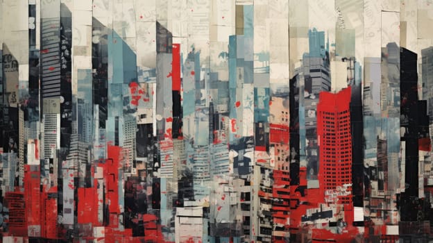 abstract collage art of cityscape view, ai