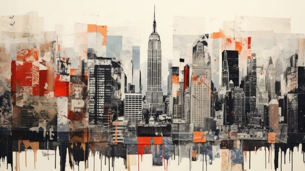 abstract collage art of cityscape view, ai