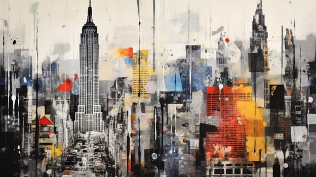 abstract collage art of cityscape view, ai