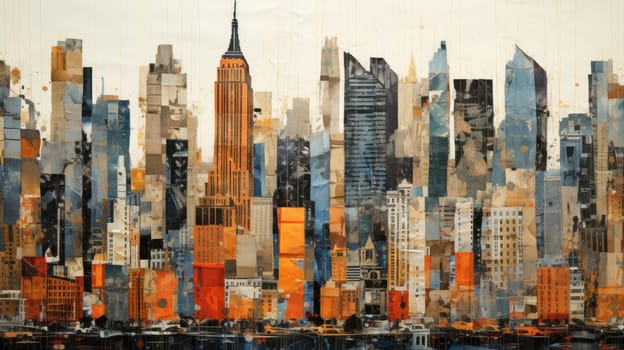 abstract collage art of cityscape view, ai