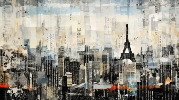 abstract collage art of cityscape view, ai