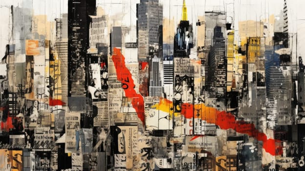 abstract collage art of cityscape view, ai