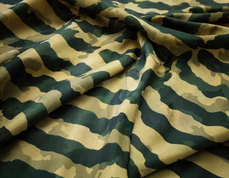 Camouflage texture in a military style on silk fabric. Hight realistics silk.