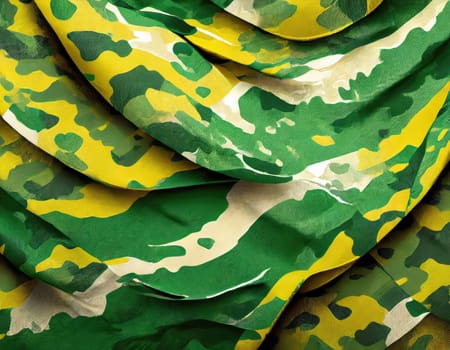 Camouflage texture in a military style on silk fabric. Hight realistics silk.