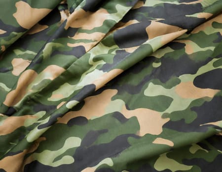 Camouflage texture in a military style on silk fabric. Hight realistics silk.