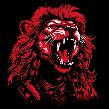 Portrait of a proud and majestic lion in vector pop art style. Template for print for t-shirt, sticker, poster, etc. Design element 