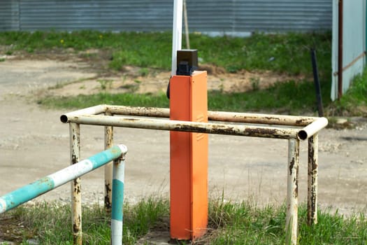 Barrier on street. Parking details. Parking barrier. Details of transport security.