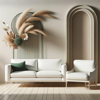Modern living room interior design for home. Generative AI.