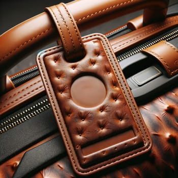 Leather Hang tag for luggage mockup. Generative AI.