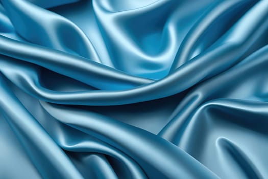 Closeup of rippled blue satin fabric texture background.Closeup of rippled blue silk fabric.Smooth elegant blue silk or satin texture can use as abstract background. Luxurious background design