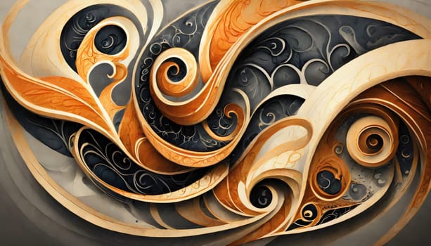 abstract swirling designs, very intricate, 3d design