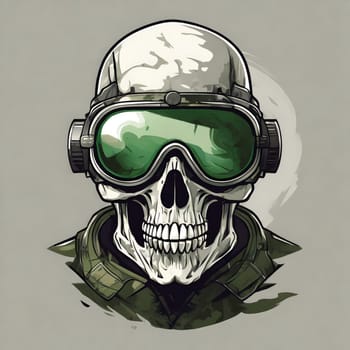 military logo skull night vision goggle, sticker for shirt or product design, on white white background 