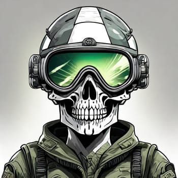 military logo skull night vision goggle, sticker for shirt or product design, on white white background 