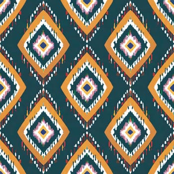 Seamless round ikat pattern, geometric curve design for fashion clothes, textile, wrapping, decoration background.
