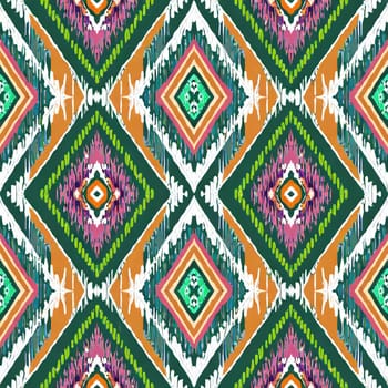  Ikat ethnic abstract beautiful art. Ikat seamless pattern in tribal, folk embroidery, Mexican pattern
