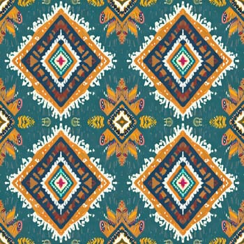 Ikat seamless pattern background Traditional pattern. Ikat Aztec tribal background. Design for the creation of this pattern using ikat pattern.