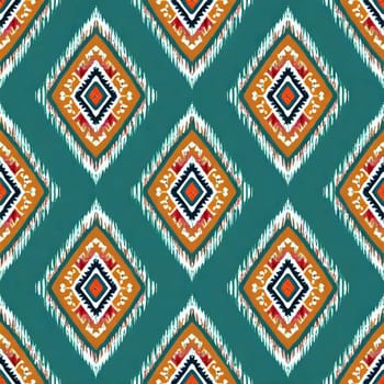  Ikat ethnic abstract beautiful art. Ikat seamless pattern in tribal, folk embroidery, Mexican pattern