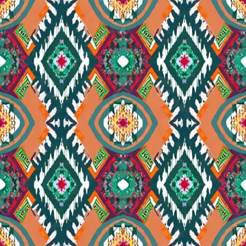 Ikat seamless pattern background Traditional pattern. Ikat Aztec tribal background. Design for the creation of this pattern using ikat pattern.