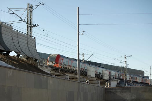 Fence by railroad. Road fence. Soundproof wall on railway.