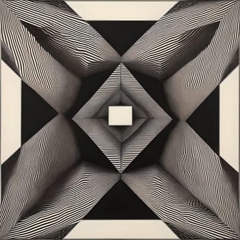 Monochrome abstract geometric shapes forming an optical illusion.