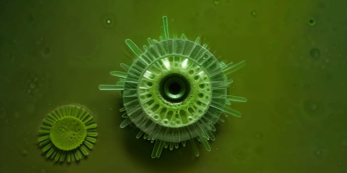 Microscopic View Of Virus And Bacteria 3D Illustration Render. Science concept. High quality photo