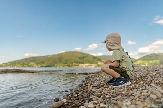 Child Gazing at Lake Amidst Nature's Calm