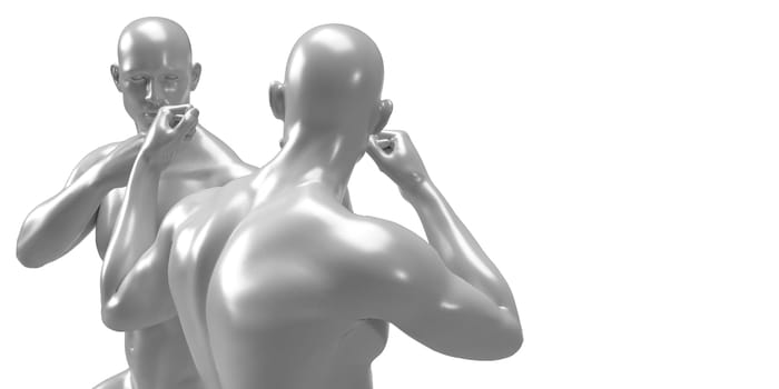 3d render of two boxing shirtless men on white background