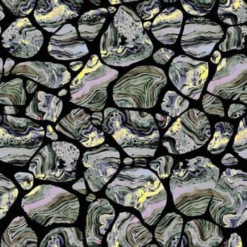 Modern seamless pattern with the texture of the layered Onyx mineral stone in watercolor imitation for textiles and surfaces design