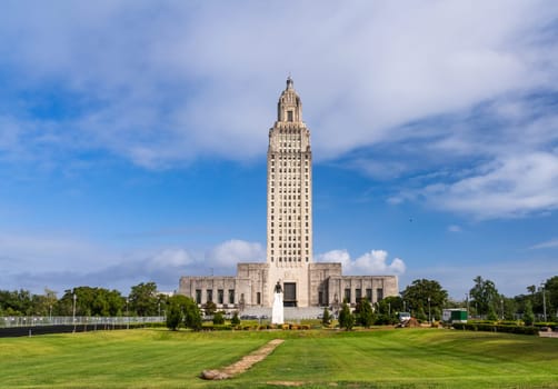 Tall tower of the State Capitol building in Baton Rouge, the state capital of Louisiana