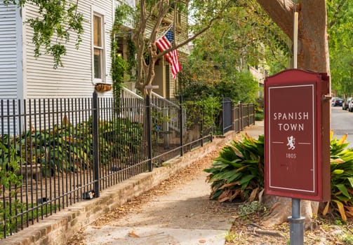 Baton Rouge, LA - 27 October 2023: Famous historic Spanish Town residential area in the state capital of Louisiana