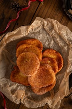 Traditional Portuguese Christmas Rabanadas. Spanish Torrijas on kitchen countertop.