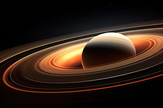 Image of a planet with rings in space. Planet Saturn.