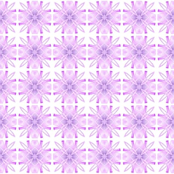 Tiled watercolor background. Purple imaginative boho chic summer design. Hand painted tiled watercolor border. Textile ready energetic print, swimwear fabric, wallpaper, wrapping.