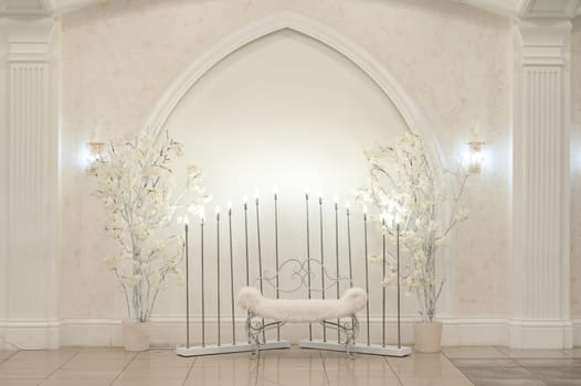 Gentle pastel photo zone for celebrating solemn events, Gentle pastel photo zone for celebrating solemn events.