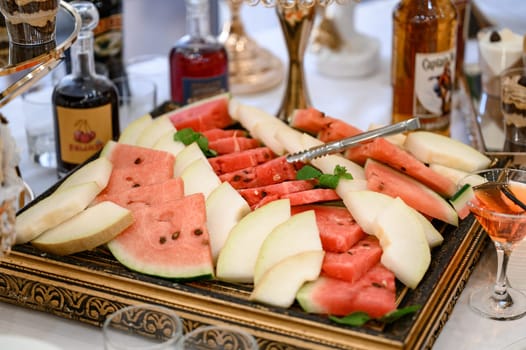 Fruit serving plate, vitamins in the form of fresh fruit, various fruits.