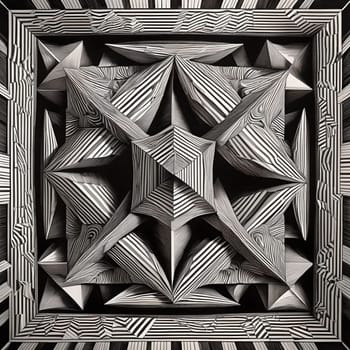 Optical Illusion geometrical artwork, upside down tesseract