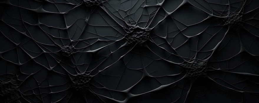 cobweb macro on dark background, banner, Halloween concept. ai generated