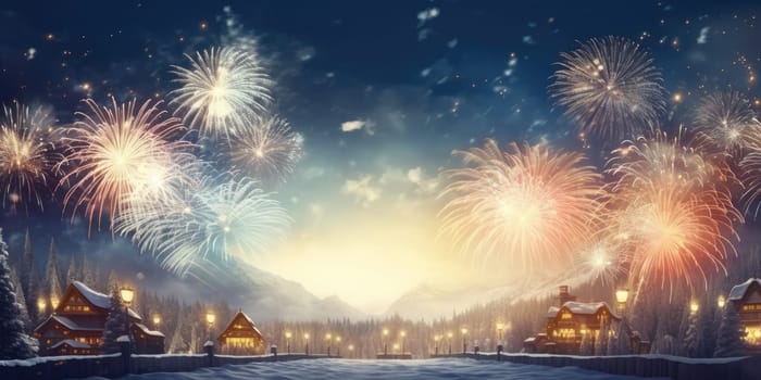 Abstract colored firework background new year celebration 2024 comeliness