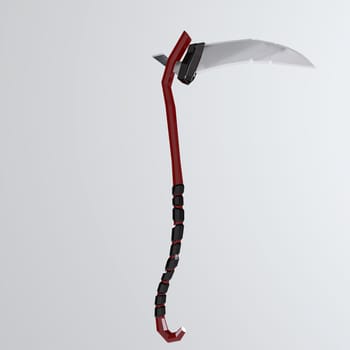 Scythe isolated on white background. High quality 3d illustration