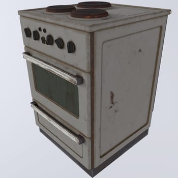 Old Oven isolated on white background. High quality 3d illustration