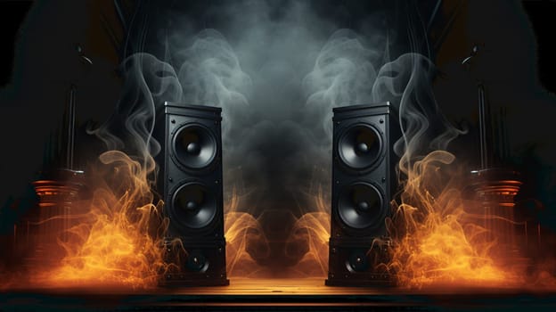 Burning speaker music style background. High quality photo