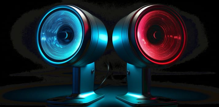 3d illustration of audio speaker with colorful lights